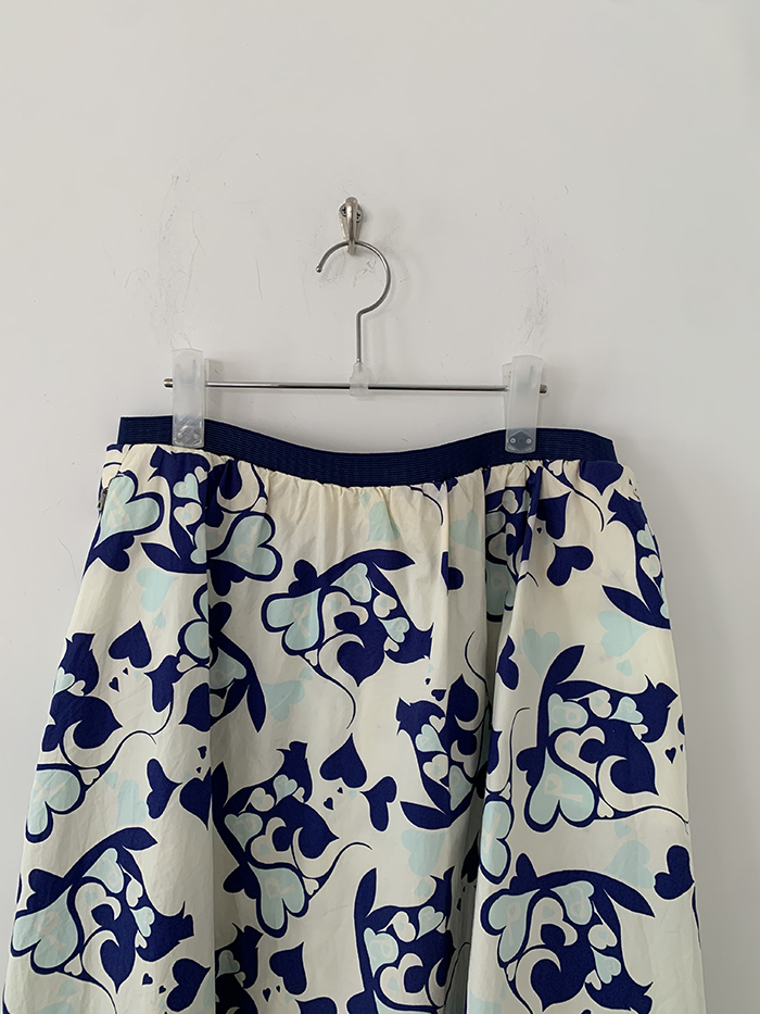 00's "Prada" flower cotton banding Skirt