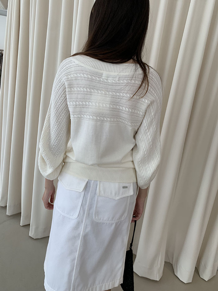90's "Courreges" cotton x acrylic Knit