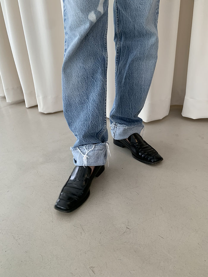 00s "Hermes" Logo Leather Loafer Shoes
