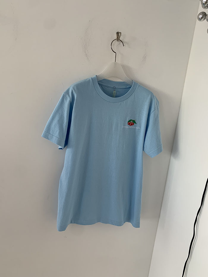 (new product) "Cherry Country Club" Embroidery T-shirt (Blue)