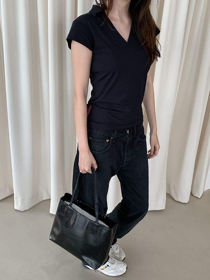 90's - 00's "PRADA" Leather Tote Bag (rare design) 복제