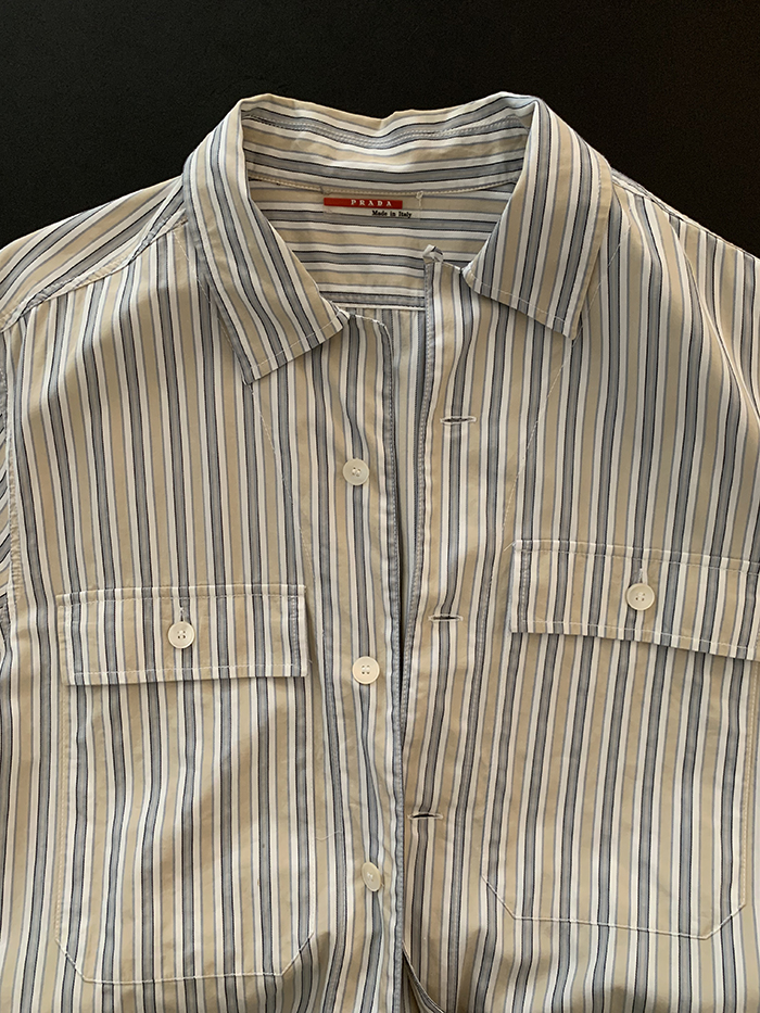 00's "PRADA" cotton pocket short Shirt