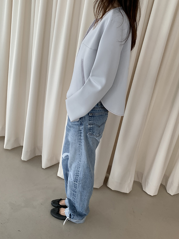 00's "Armani Collezioni" linen x silk Crop Jacket 복제
