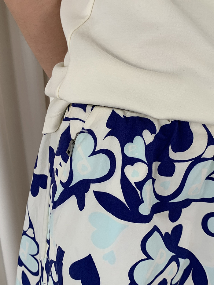 00's "Prada" flower cotton banding Skirt