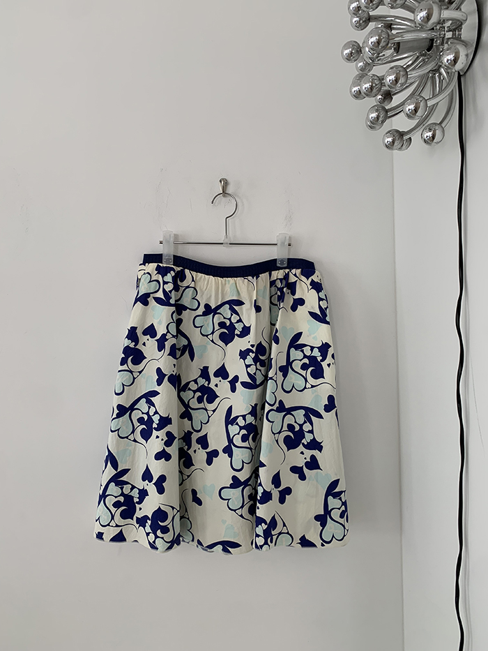 00's "Prada" flower cotton banding Skirt