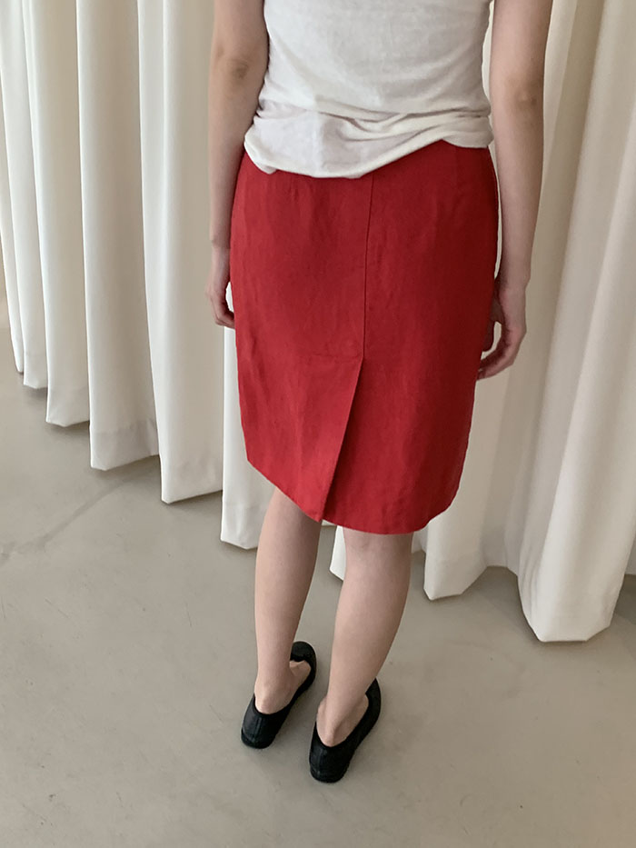 00's "PRADA" linen Skirt