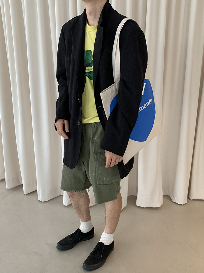 00's "Giorgio Armani" Three buttons linen Jacket