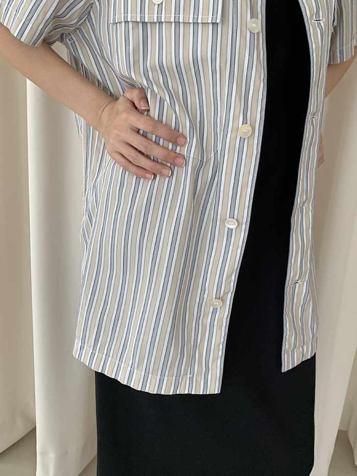 00's "PRADA" cotton pocket short Shirt