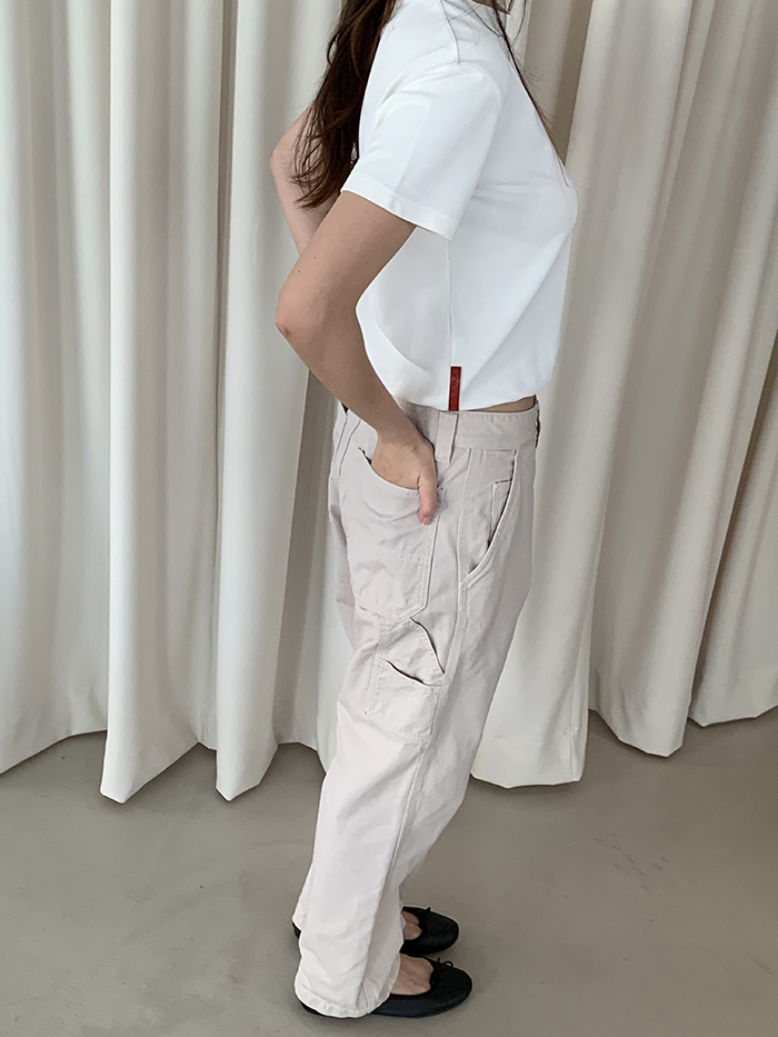 00's "PRADA" rayon x nylon crop Top