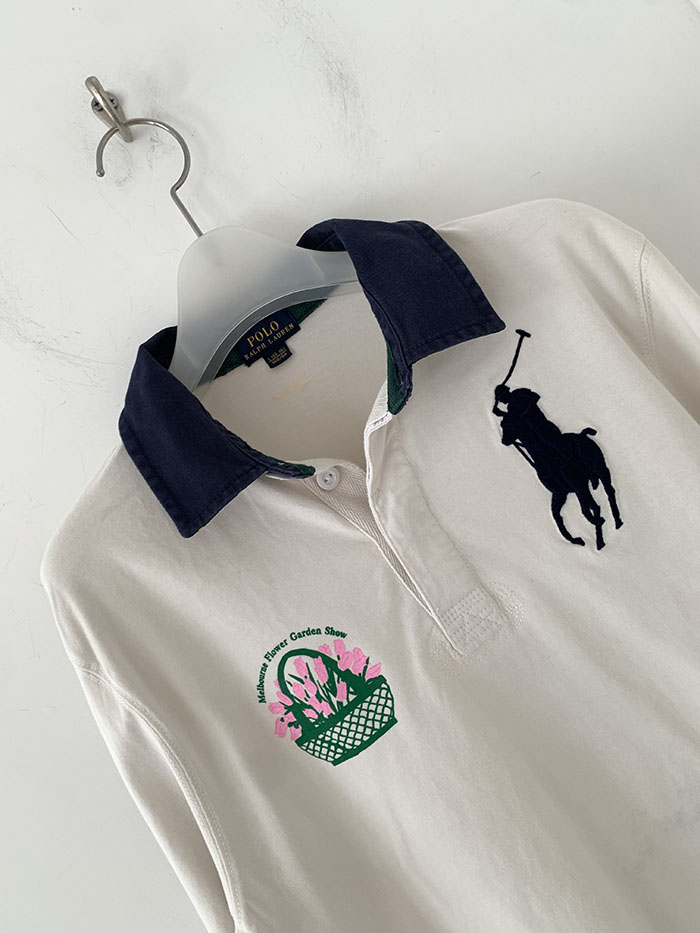 Vintage "Melbourne Flower Gaarden Show" by Polo Ralph Lauren Rugby" Pique Shirt 복제