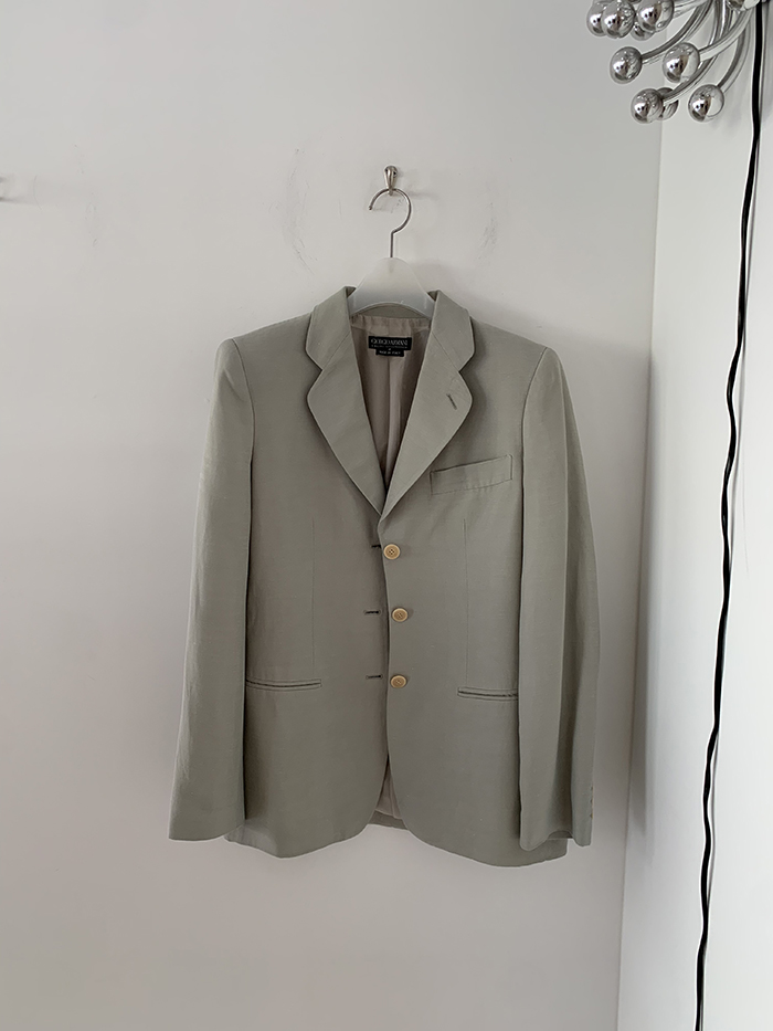 90's "Giorgio Armani" Three buttons wool x silk Jacket 복제
