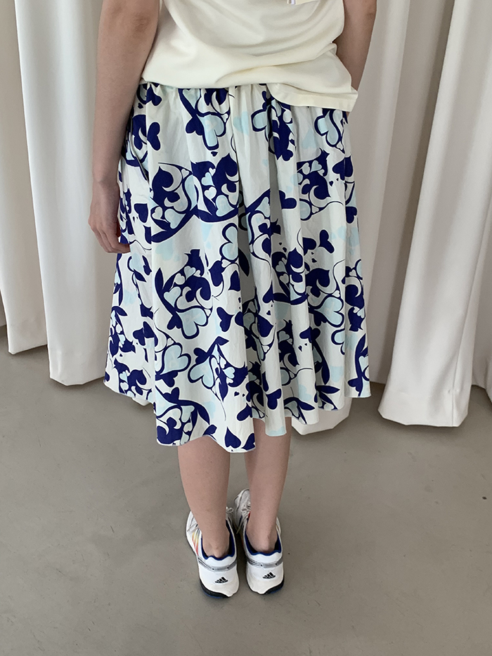 00's "Prada" flower cotton banding Skirt