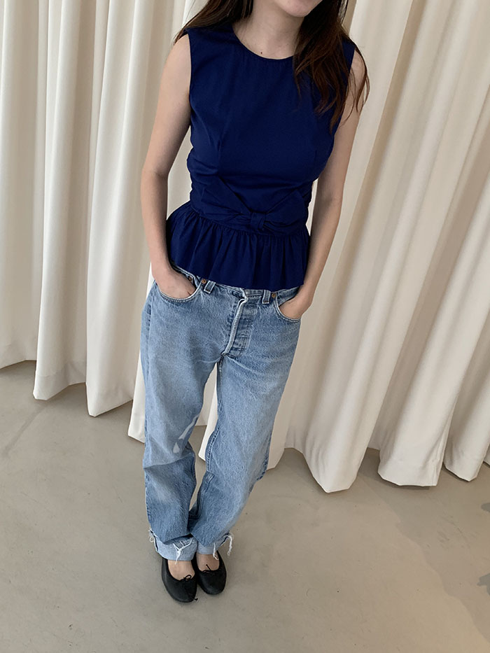 00's "PRADA" rayon x nylon crop Top 복제
