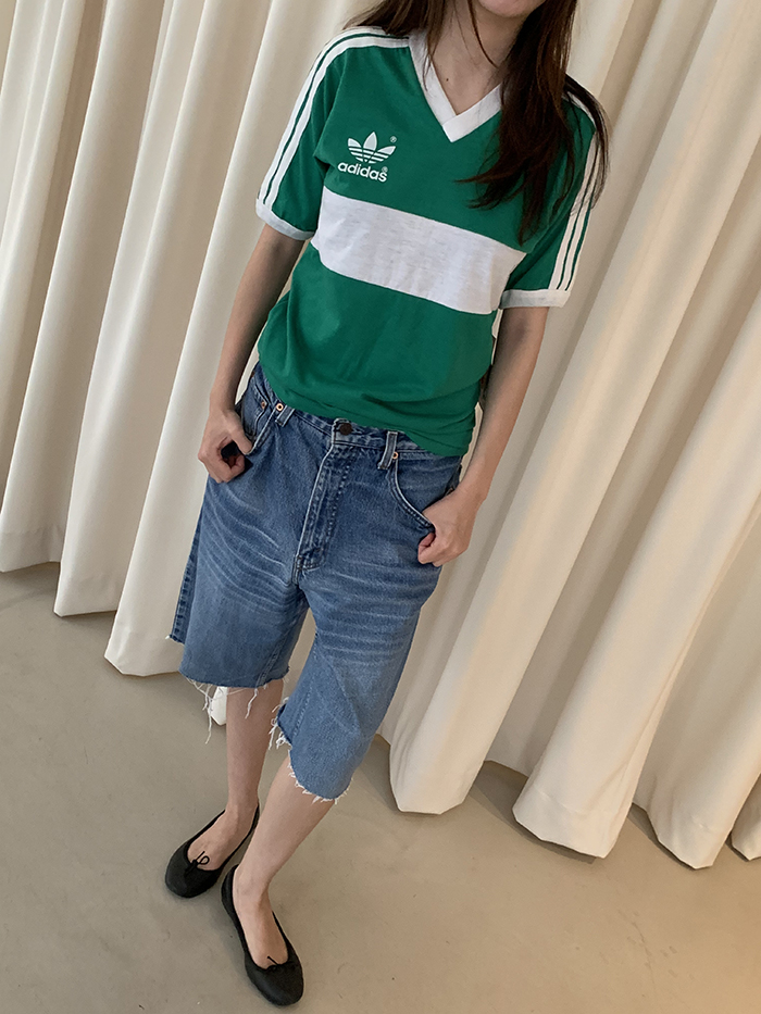 (rare piece)(Deadstock) 80's "ADIDAS" USA 50/50 T-shirt