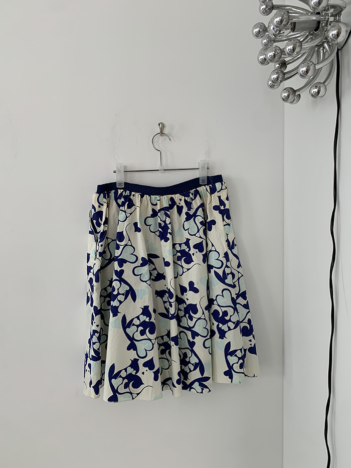 00's "Prada" flower cotton banding Skirt
