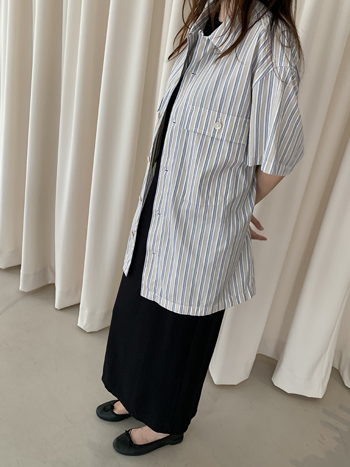 00's "PRADA" cotton pocket short Shirt