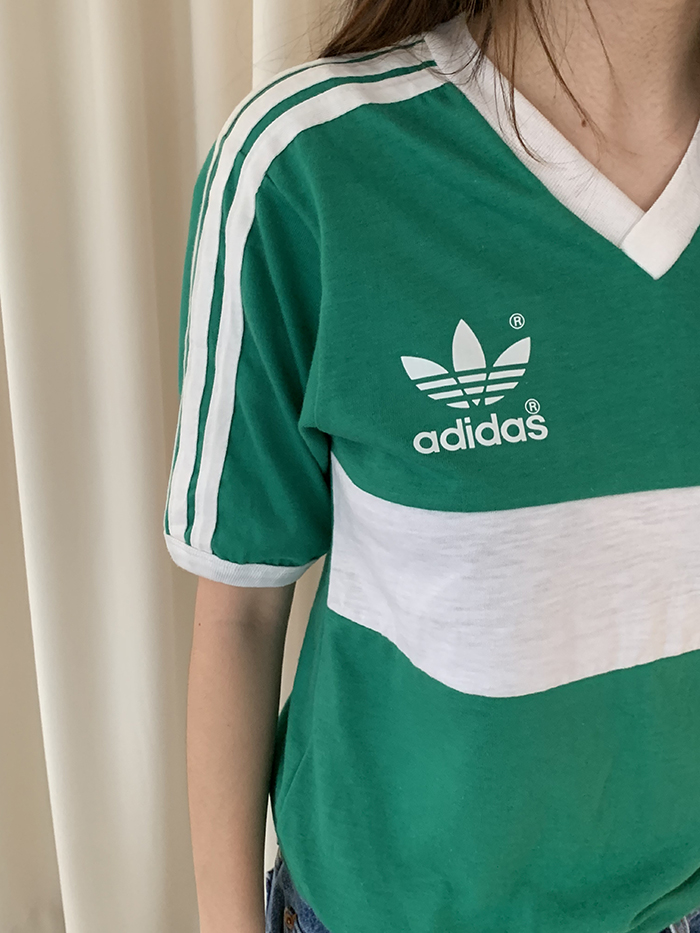 (rare piece)(Deadstock) 80's "ADIDAS" USA 50/50 T-shirt