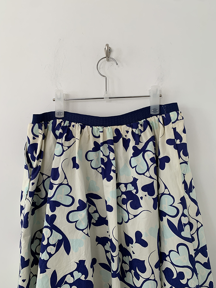 00's "Prada" flower cotton banding Skirt