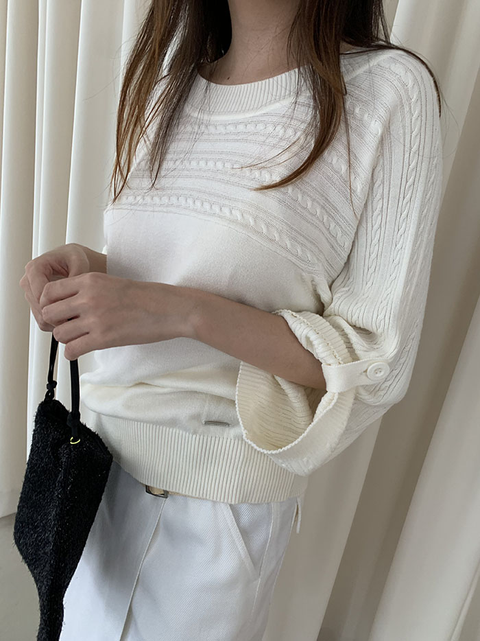 90's "Courreges" cotton x acrylic Knit