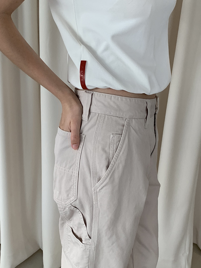 00's "PRADA" rayon x nylon crop Top