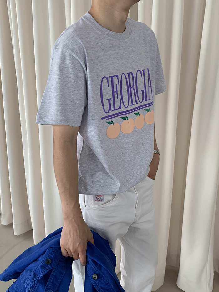 (new product) "Georgia Peaches" Puff Print (Grey)