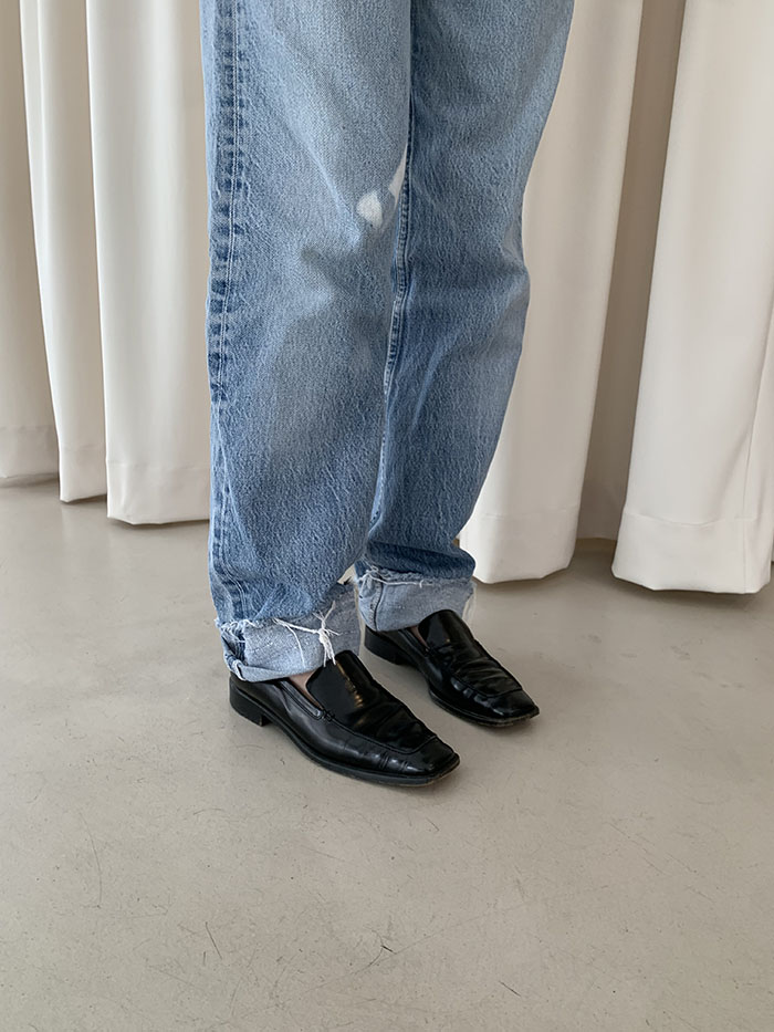 00s "Hermes" Logo Leather Loafer Shoes