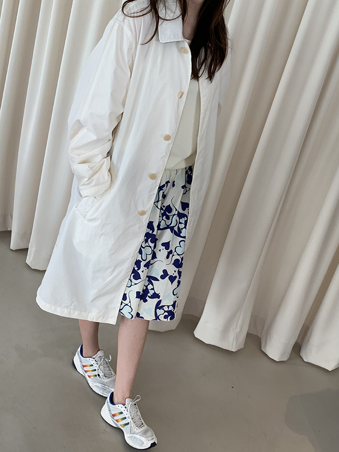 00's "Prada" flower cotton banding Skirt