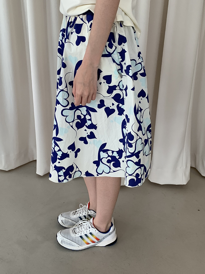 00's "Prada" flower cotton banding Skirt
