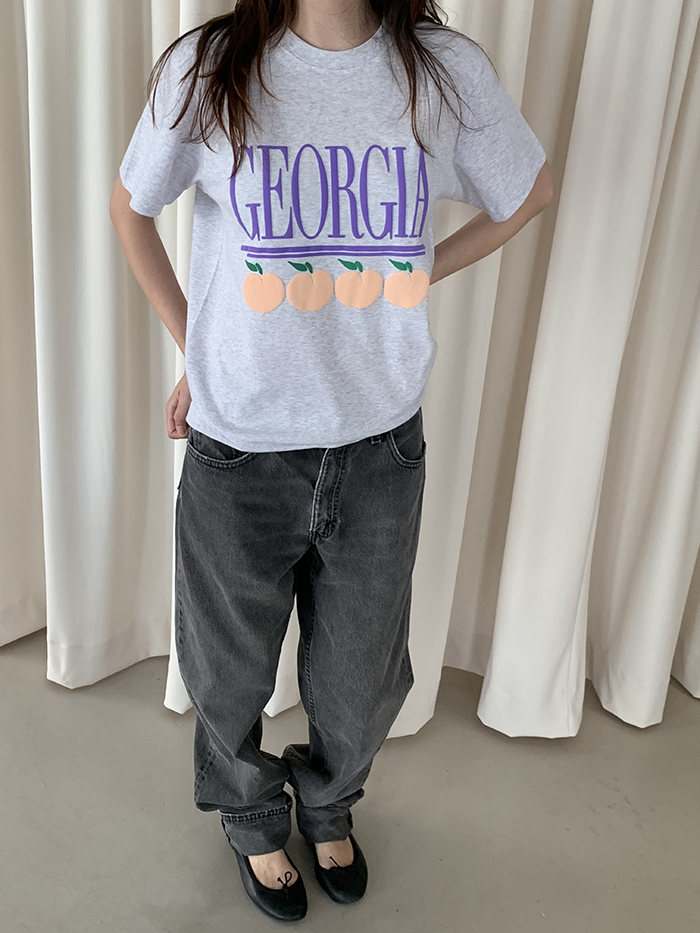 (new product) "Georgia Peaches" Puff Print (Grey)