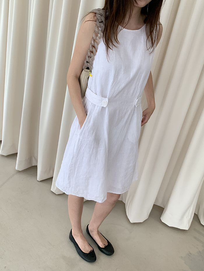 00's "Emporio Armani" linen white Dress