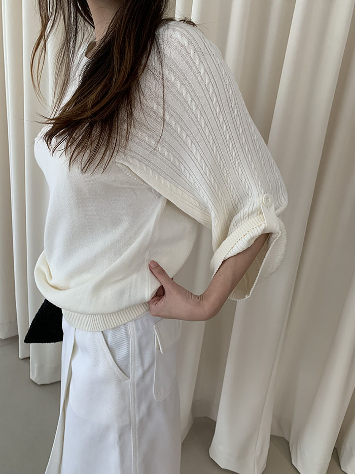 90's "Courreges" cotton x acrylic Knit