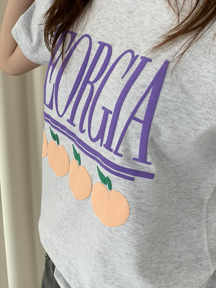 (new product) "Georgia Peaches" Puff Print (Grey)