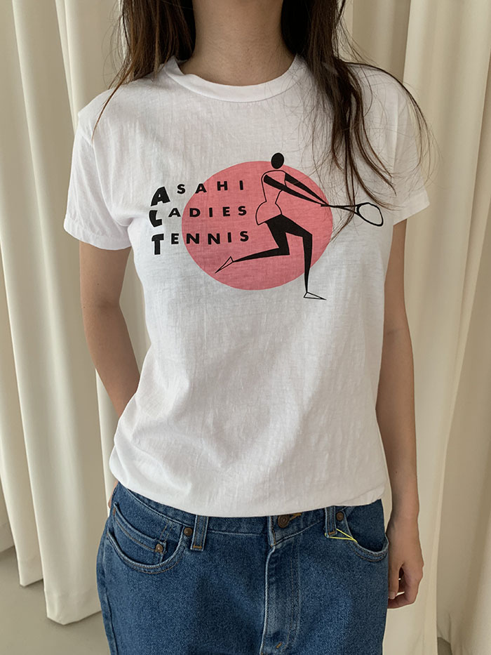 90's "Asahi Ladies Tennis" cotton T-shirt 복제