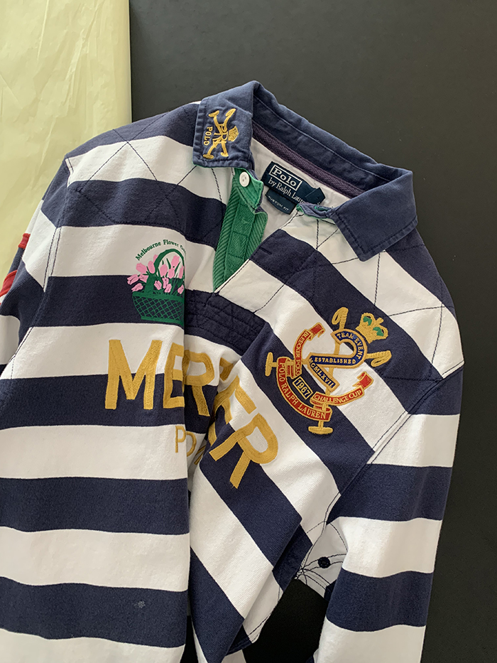 Vintage "Melbourne Flower Gaarden Show" by Polo Ralph Lauren Rugby" Pique Shirt 복제 복제