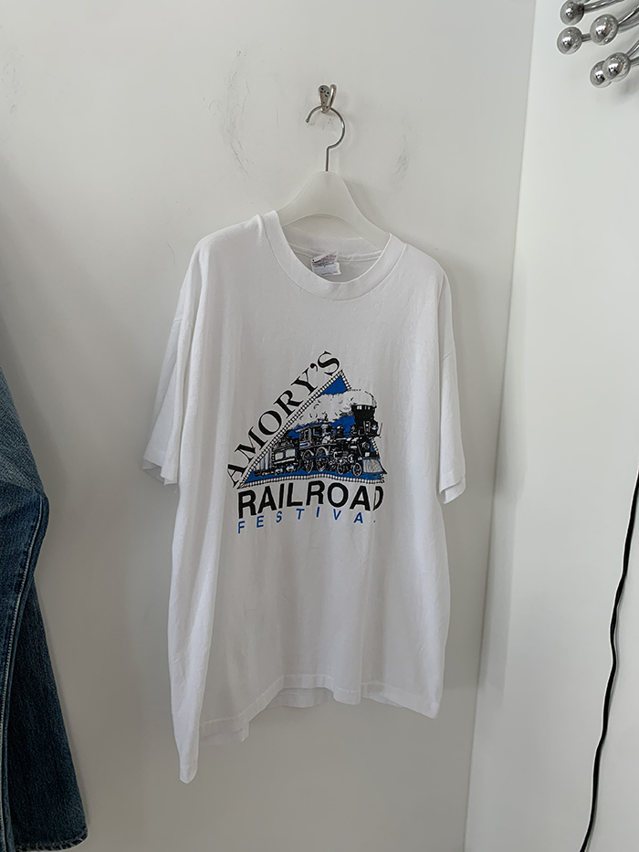 90's "RAIL ROAD" USA T-shirt