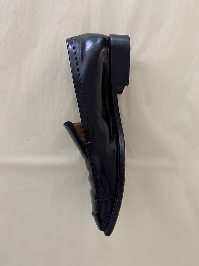 00s "Hermes" Logo Leather Loafer Shoes