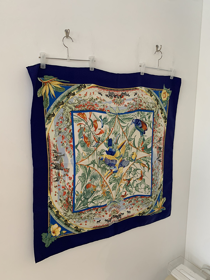 80's "Hermes Pourvu qu'on ait l'ivresse" Silk Scarf 복제