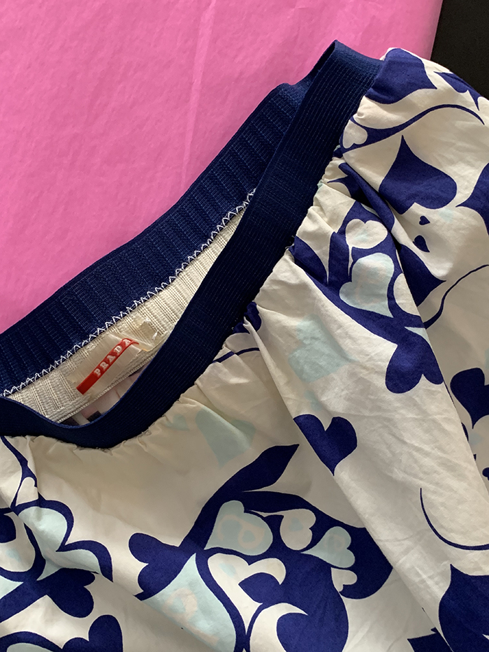 00's "Prada" flower cotton banding Skirt