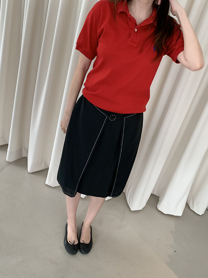 80's "Valentino" Leather Skirt 복제 복제