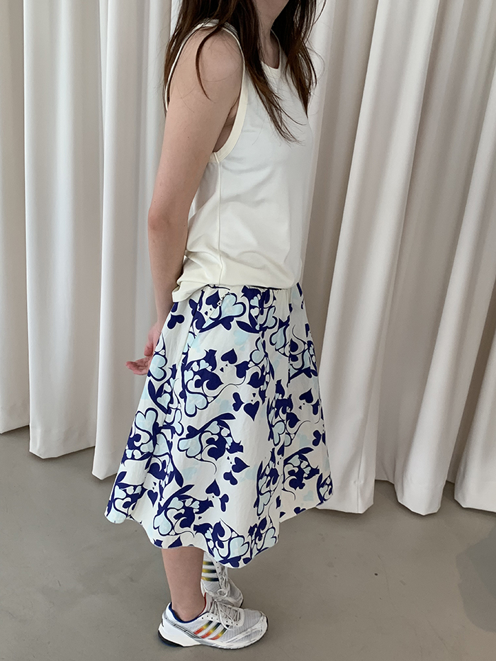 00's "Prada" flower cotton banding Skirt