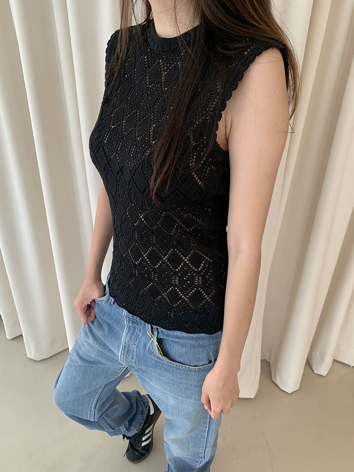 80's "Oliver by Valentino" Cotton Crochet Vest 복제