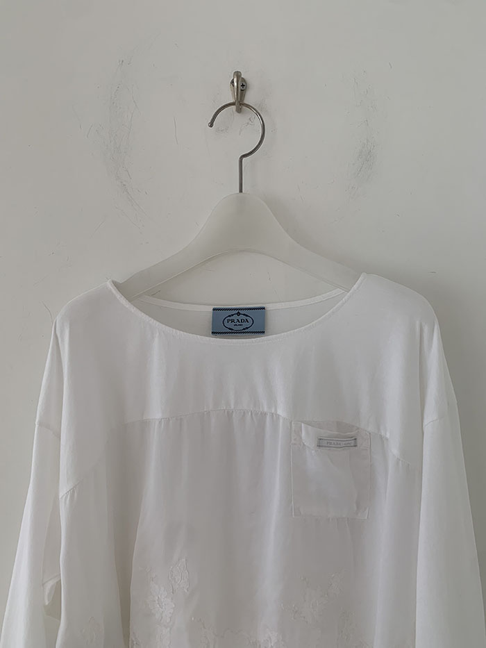 2011's "PRADA" Cotton Blouse Top 복제 복제 복제