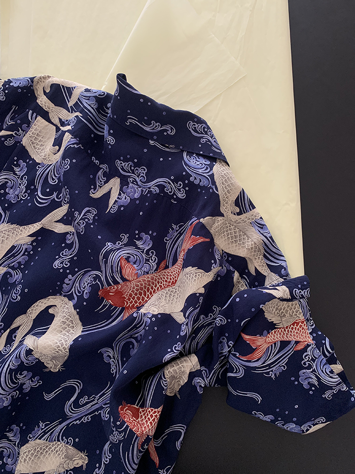 90's "KARL HELMUT" polyester summer Shirt / 착샷만