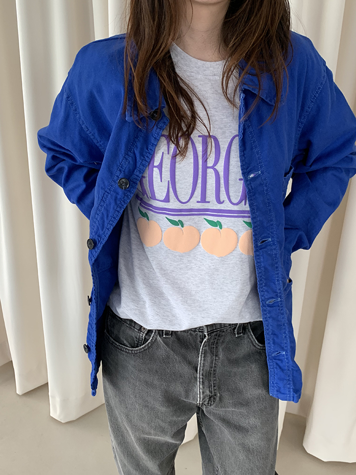(new product) "Georgia Peaches" Puff Print (Grey)