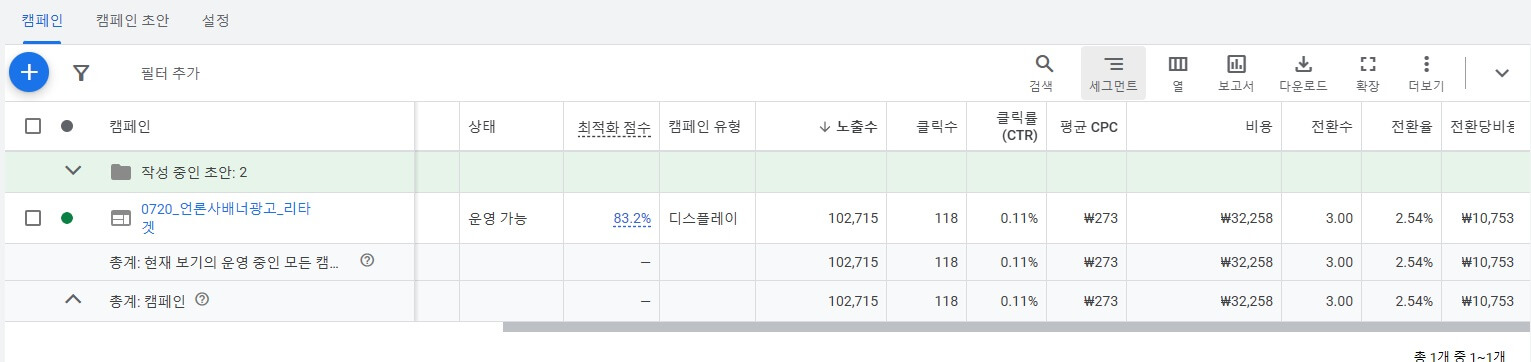 구글애드 광고 데이터