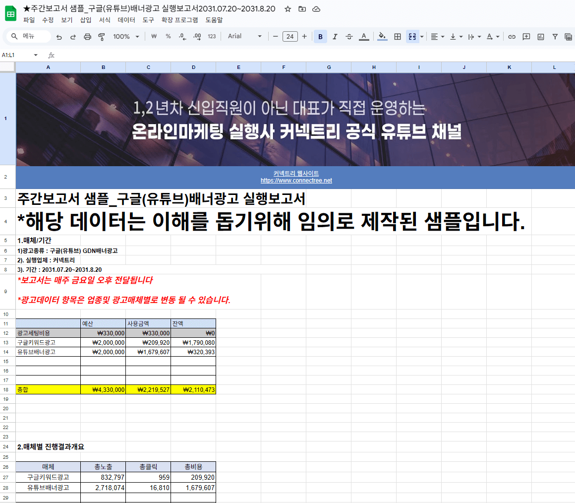 광고 데이터 보고서 샘플