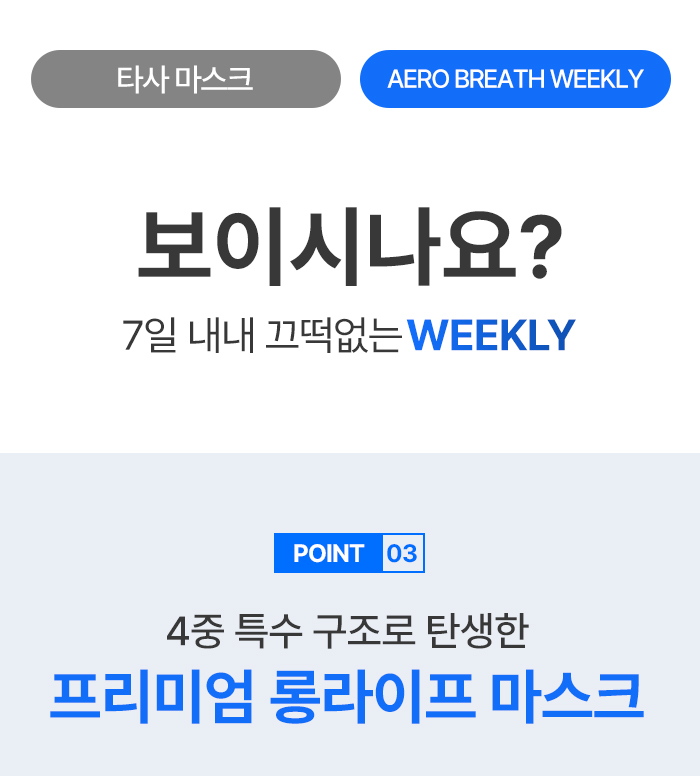 [NEW 에어로브레스 위클리] 가습패드 필요없는 자체 순환 가습 마스크 기내용 휴대용