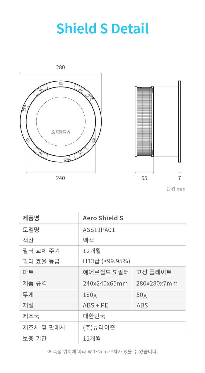 [에어로쉴드 시리즈] 세계 최초 시스템 공기청정기 환기구 필터