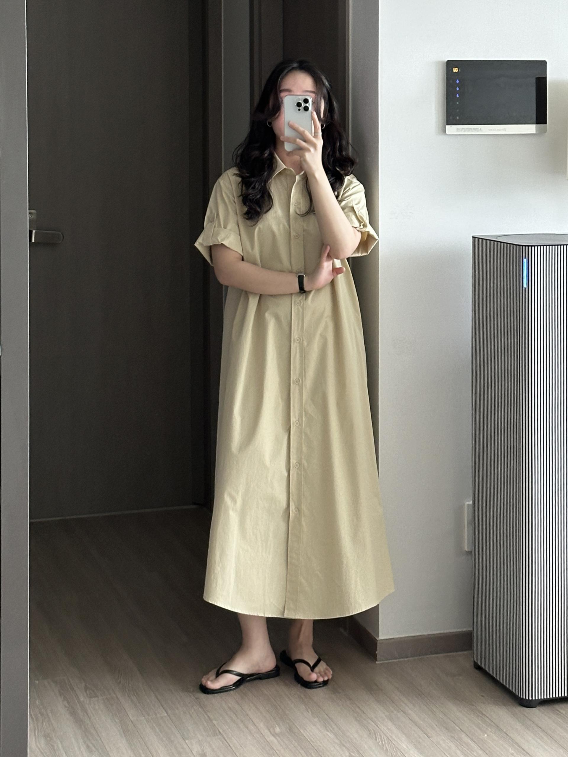 롤업 셔츠 원피스 | 2 COLOR