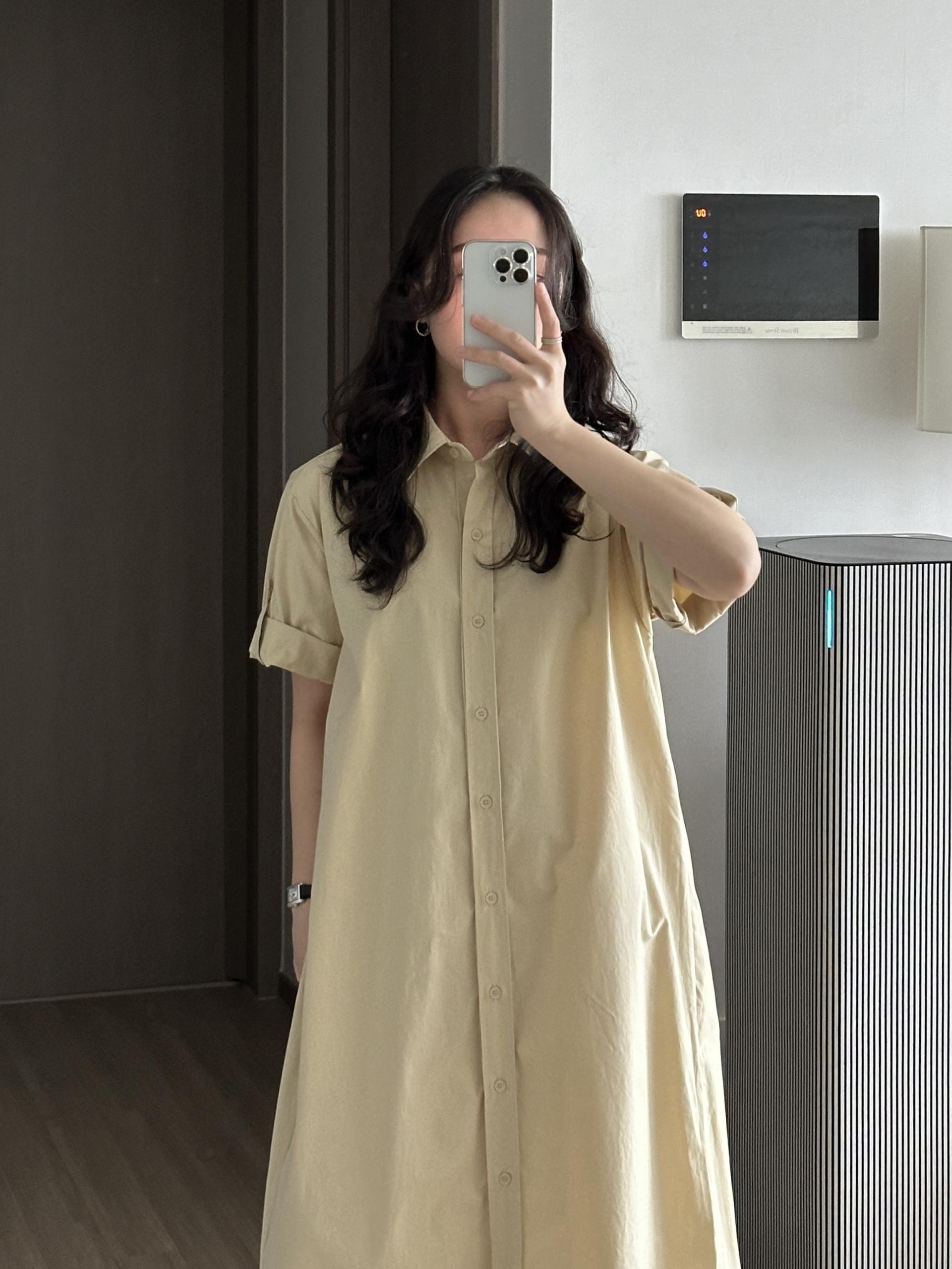 롤업 셔츠 원피스 | 2 COLOR